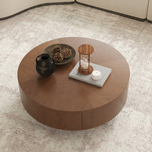 35.43 Inch Drum Shaped Round Coffee Table