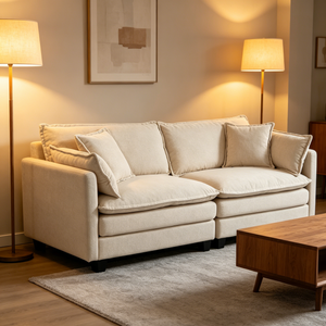 Modern 2-Seats Sectional Sofa with Waist Pillows