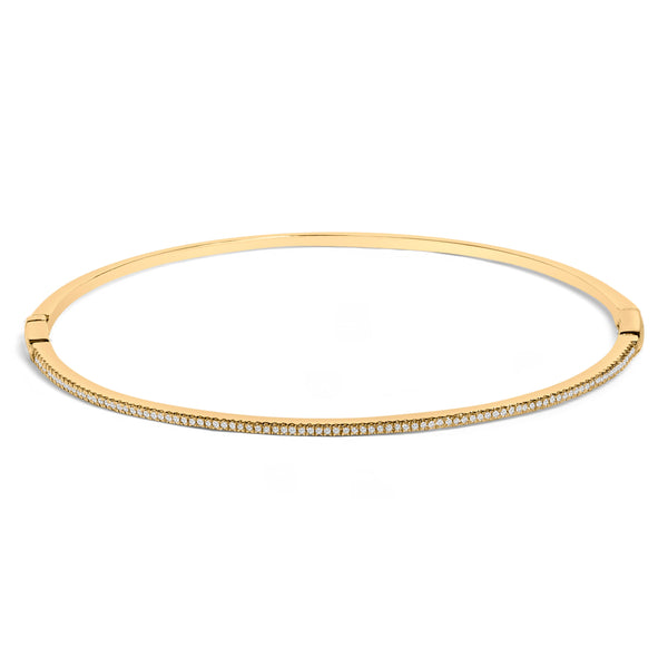 14K Yellow Gold 1/3 Cttw Diamond Half Eternity Bangle Bracelet (I-J Color, I2-I3 Clarity) - 7.75" Inches