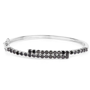 4.00 Carat Genuine Black Diamond .925 Sterling Silver Bangle