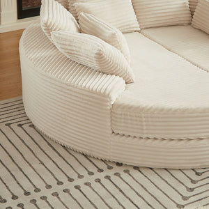 Round Oversized Sofa Bed With 5 Throw Pillows