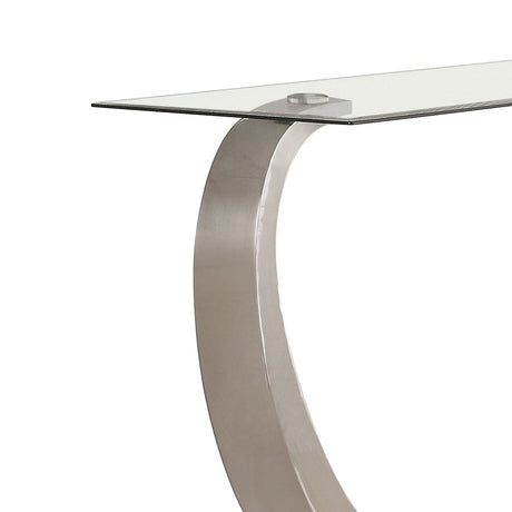 Lana - Satin Glass Top Base Console Table - Silver