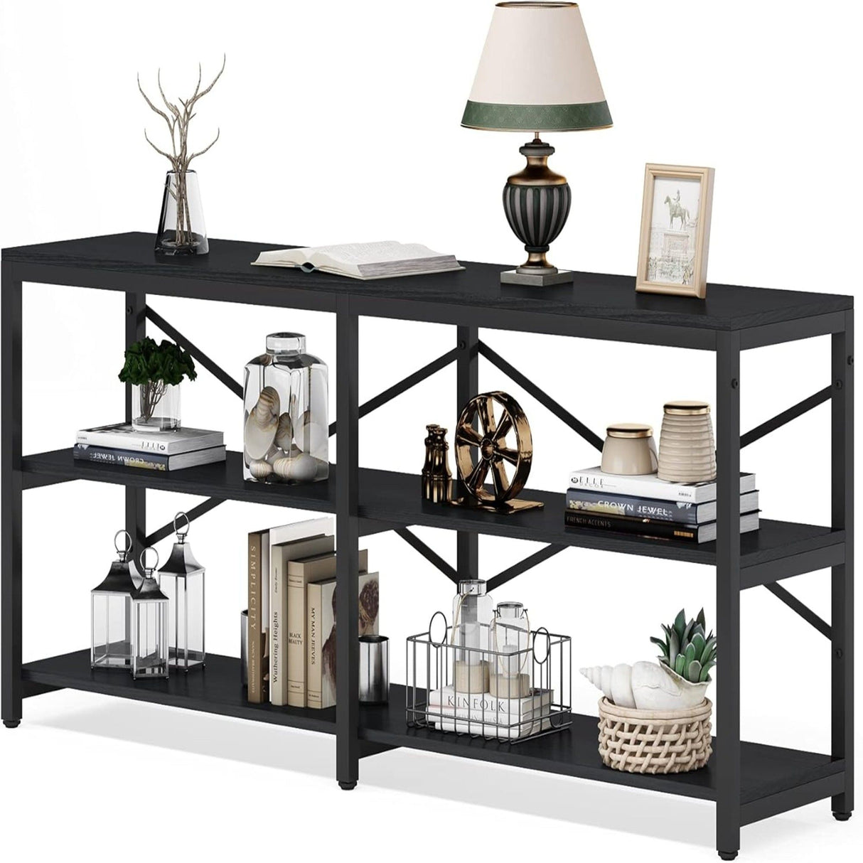 Console Table With X Back Design, Extra Long Storage