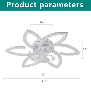 30" White Flower 6 Speeds Flush Mount Ceiling Fan