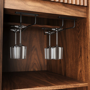 53.2" Fluted Buffet Wine Cabinet with Mini Fridge Nook
