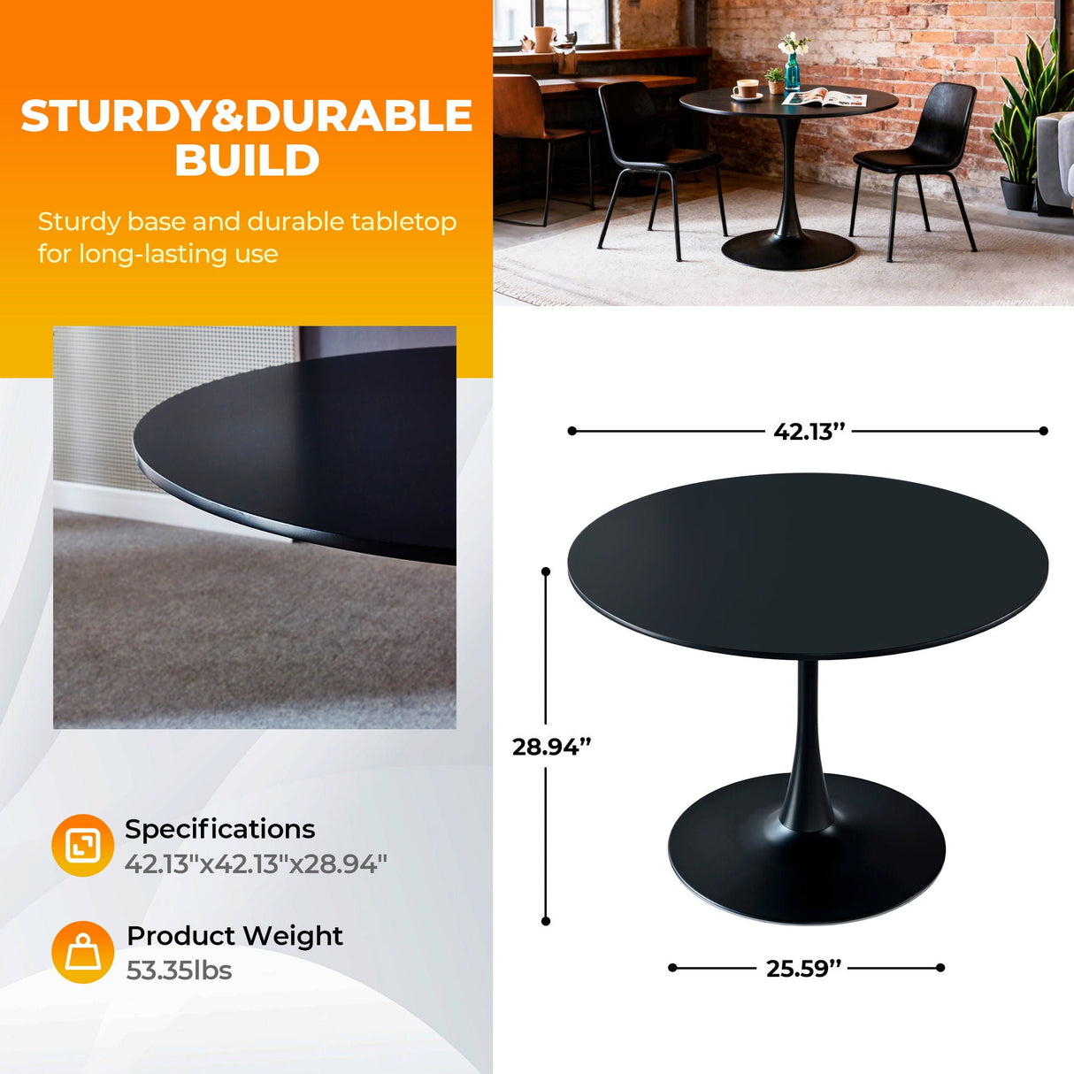 Mid-Century Tulip Dining Table With Round Top