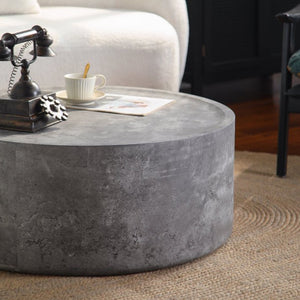 39.37" Round Coffee Table with Faux Concrete Finish