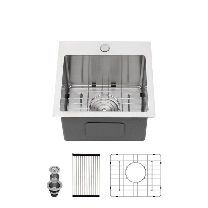 Premium 16 Gauge Stainless Steel Drop In Utility Sink - Gray
