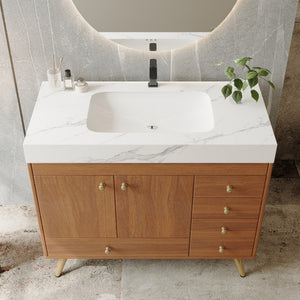 36" Freestanding Bathroom Vanity with Faux Marble Top