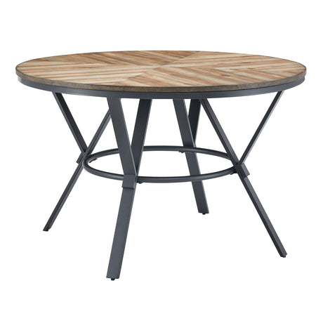 Modern Style Indoor Dining Round Table With Metal Legs - Light Birch - Best Buy Furniture