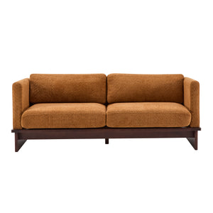 77 in. Square Arm Modern 3 Seater Boucle Sofa Upholstered Couch with Solid Wood Base
