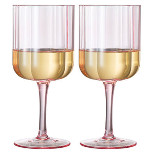 Flower Stemmed Wine Glassware, Pink, Set of 2