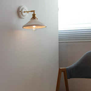 Vintage Japanese Ceramic Brass Wall Light E27 Hardwired