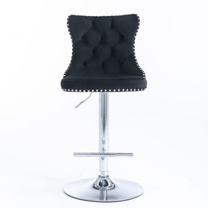 Swivel Barstools Adjusatble Seat Height From 25-33", Modern Upholstered Base Bar Stools With Backs Comfortable Tufted For Home Pub And Kitchen Island (Set of 2)