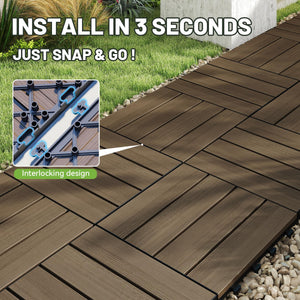 44 Pcs Interlocking Deck Tiles 12" x 12" HDPE Outdoor Flooring