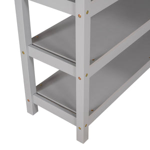 Loft Bed With Storage Shelves And Under Bed Desk