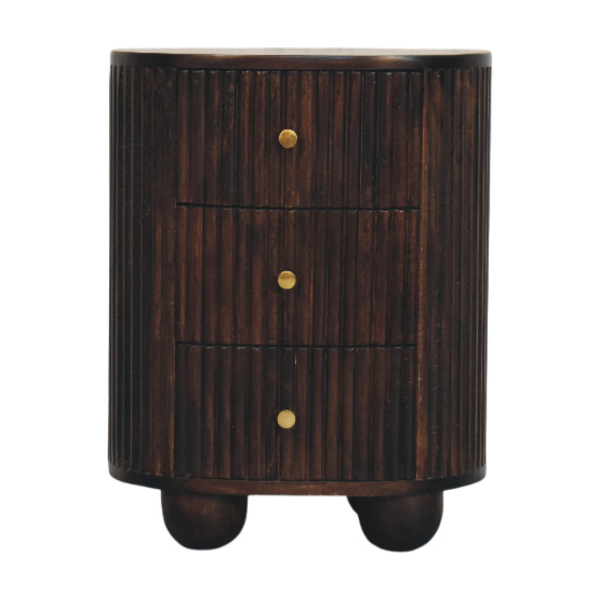 Solid Wood Curved Fluted 3-Drawer Drum Chest