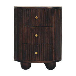 Solid Wood Curved Fluted 3-Drawer Drum Chest