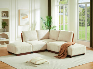 Velora 88.5 in. 5-Piece V Shaped Boucle Modular Free Combination Sectional Sofa