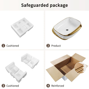 Vessel Sink, Above Counter Vanity Basin For Bathrooms - Gold / White / Milk White