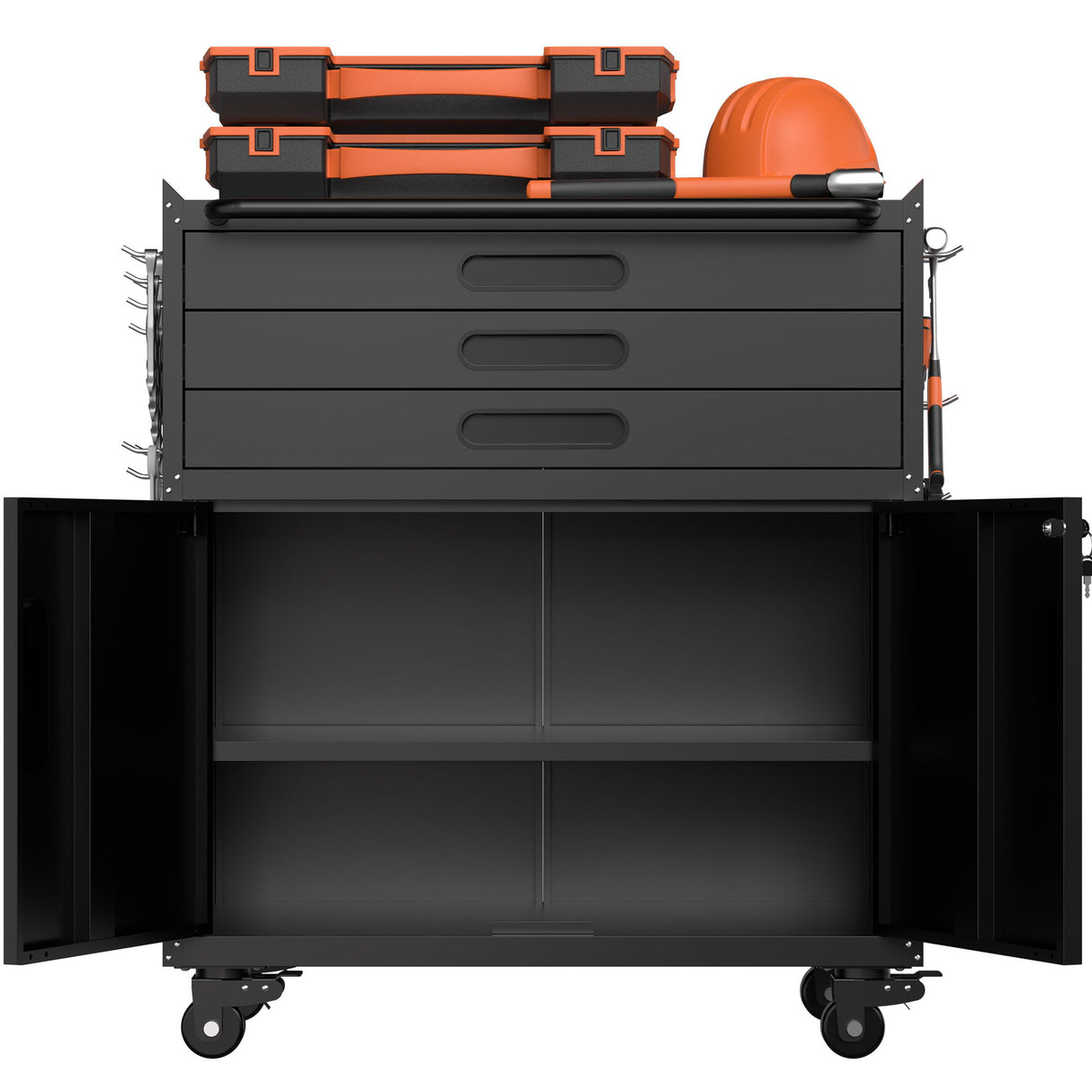 Rolling Tool Cabinet Heavy Duty Garage Storage With Lockable Doors