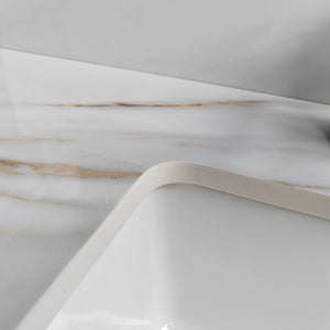 Elegant Vanity Top With Undermount Sink And Backsplash, Sintered Stone