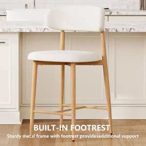 Upholstered Counter Height Bar Stools For Kitchen Island (Set of 2) - Beige