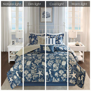 7 Piece Cotton Sateen Comforter Set Coral Cal King