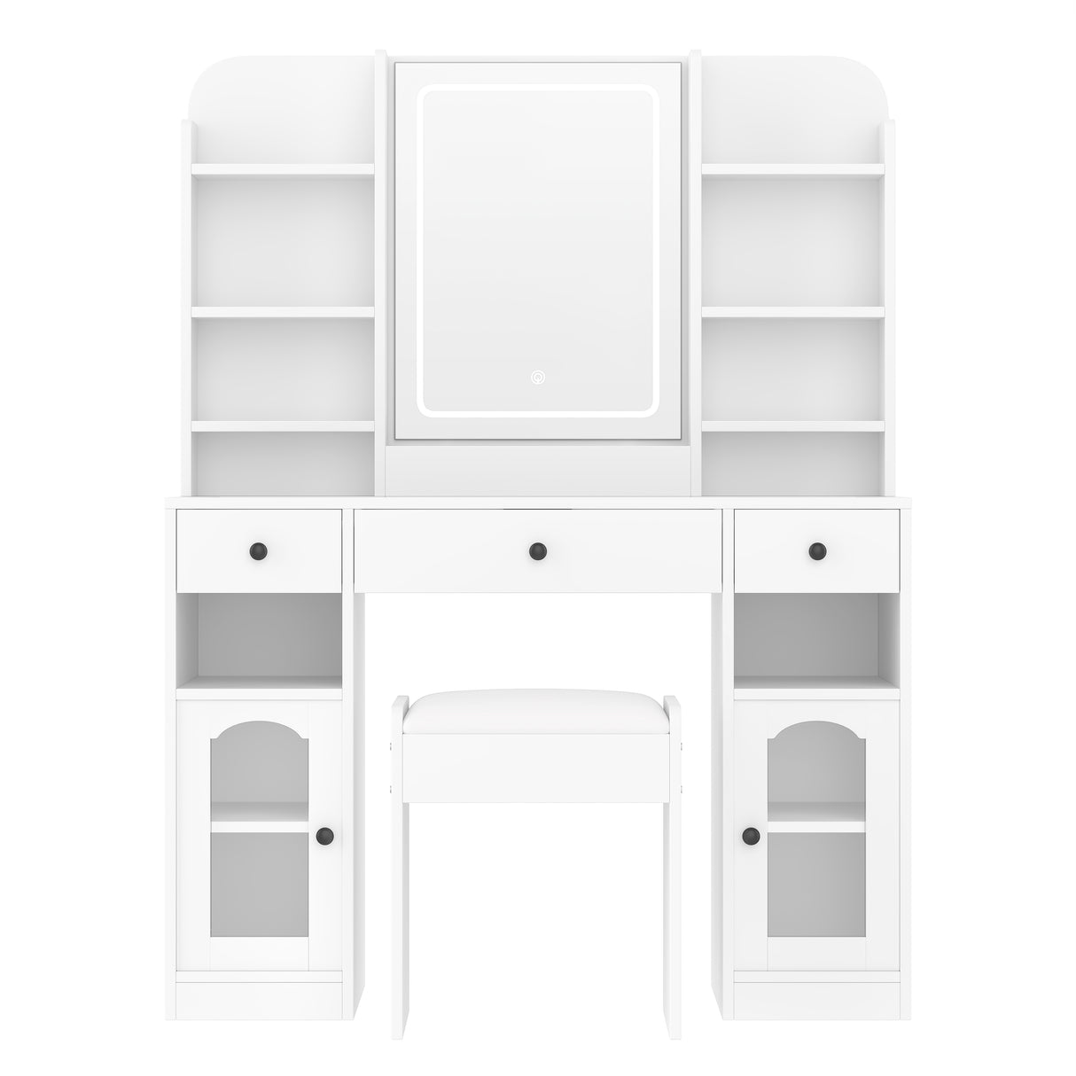 43.2" Vanity Desk with LED Mirror and Lights