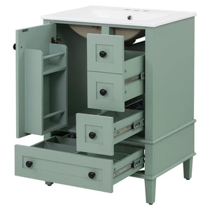 Bathroom Vanity With Integrated Basin, Soft Close Drawers, Door Mounted Double Layer Shelf