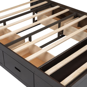 Platform Bed With Storage Headboard, Shoe Rack And 4 Drawers