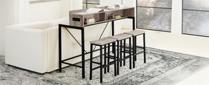 59 Inch Bar Table with Stools and LED Light