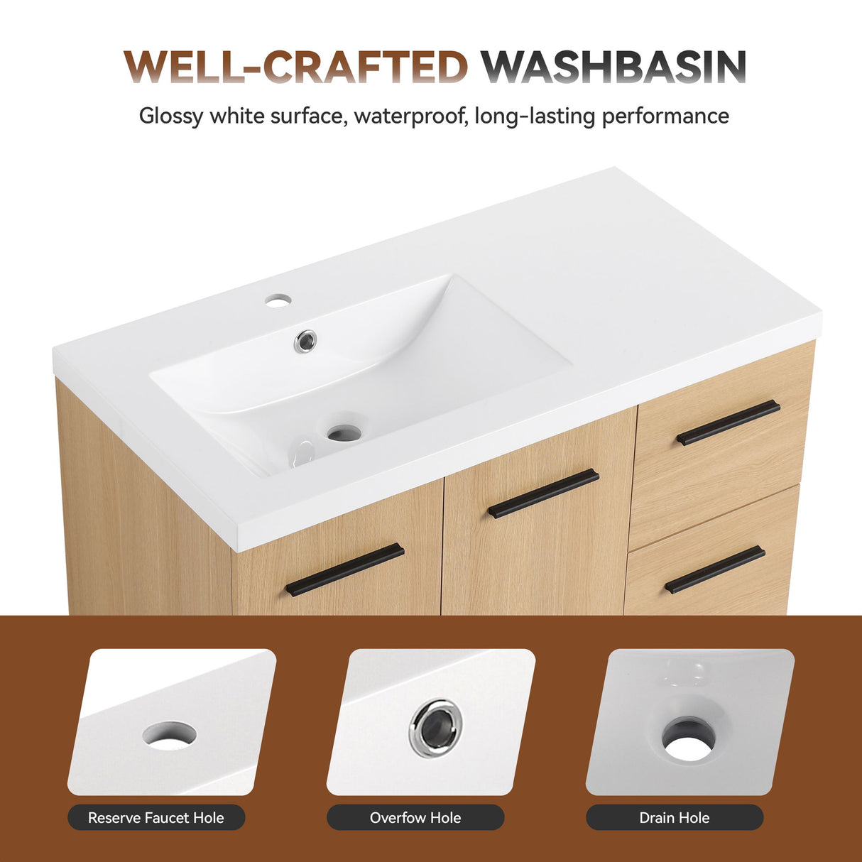 Wall Mounted Floating Bathroom Vanity With Sink, Door & Drawers Modular Cabinet