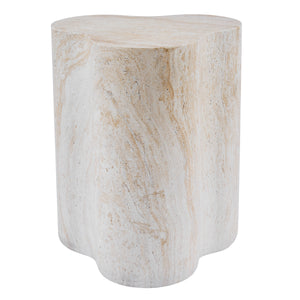 Organic Travertine-Look MGO Outdoor/Indoor Side Table