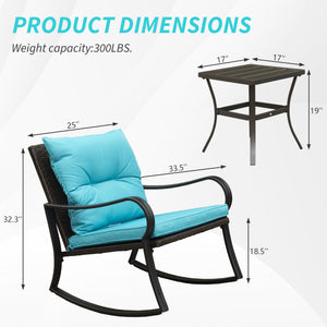 Metal 2-Person Outdoor Patio Rocking Seating Group with Cushions