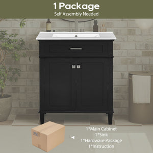 Bathroom Vanity With Ceramic Basin, Soft Close Door And Adjustable Shelves
