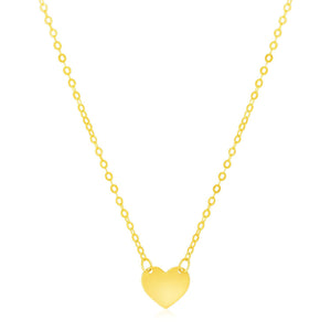 14k Yellow Gold Polished Mini Heart Necklace