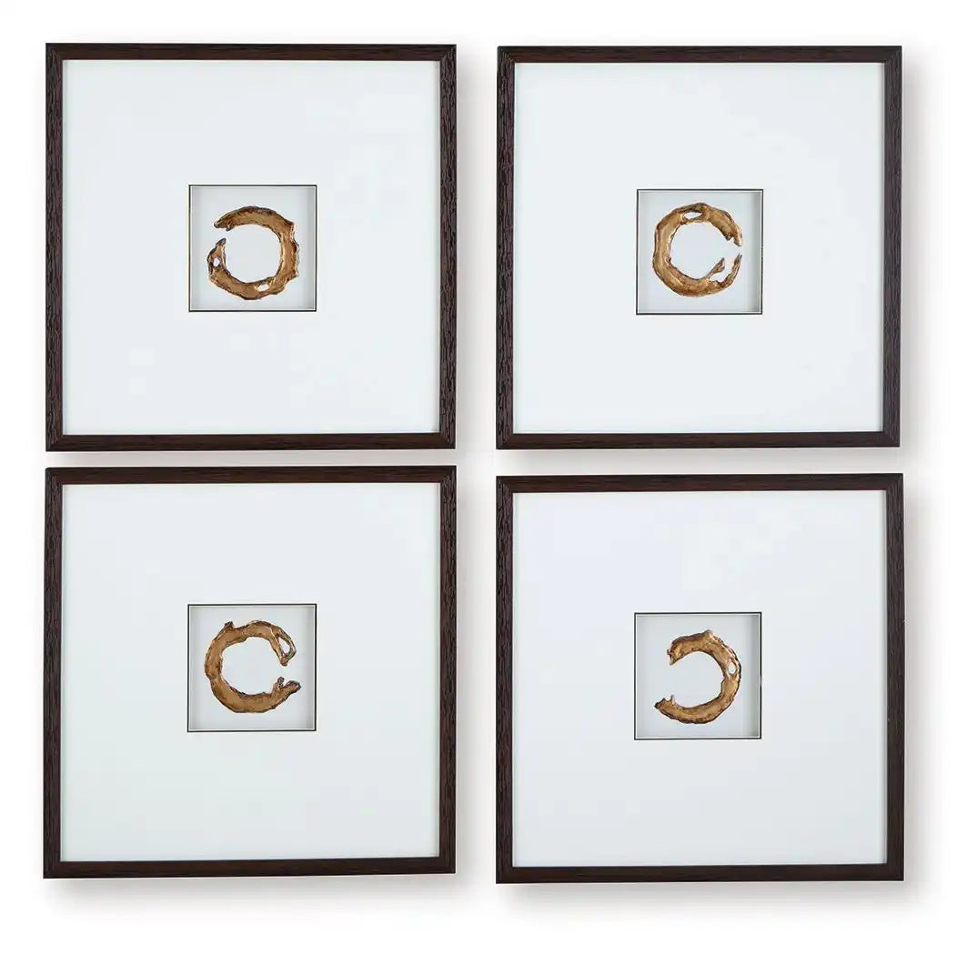 Dallbourne - Wall Art Set (Set of 4) - White / Gold Finish - Best Buy Furniture