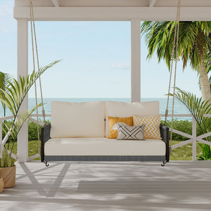 Outdoor Swing Sofa With Soft Cushions For Patio - Beige