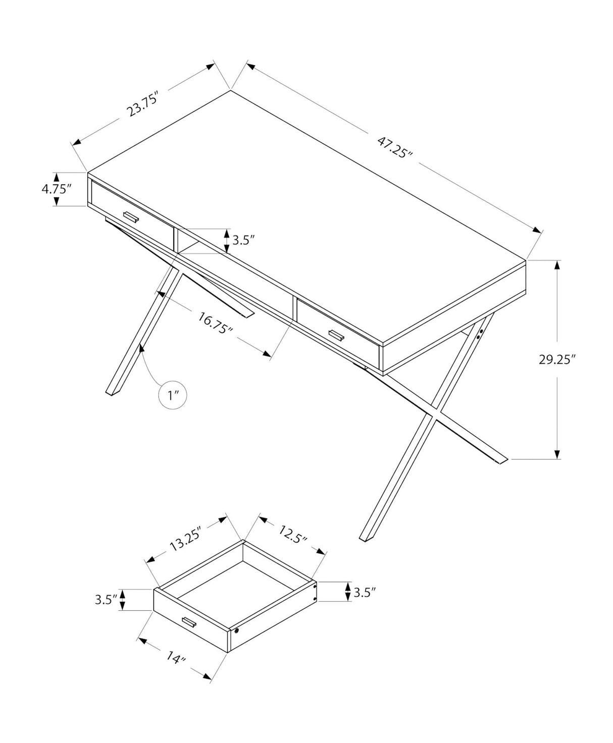 Computer Desk For Home Office, Laptop, Storage Drawers, Glossy Contemporary & Modern - Best Buy Furniture