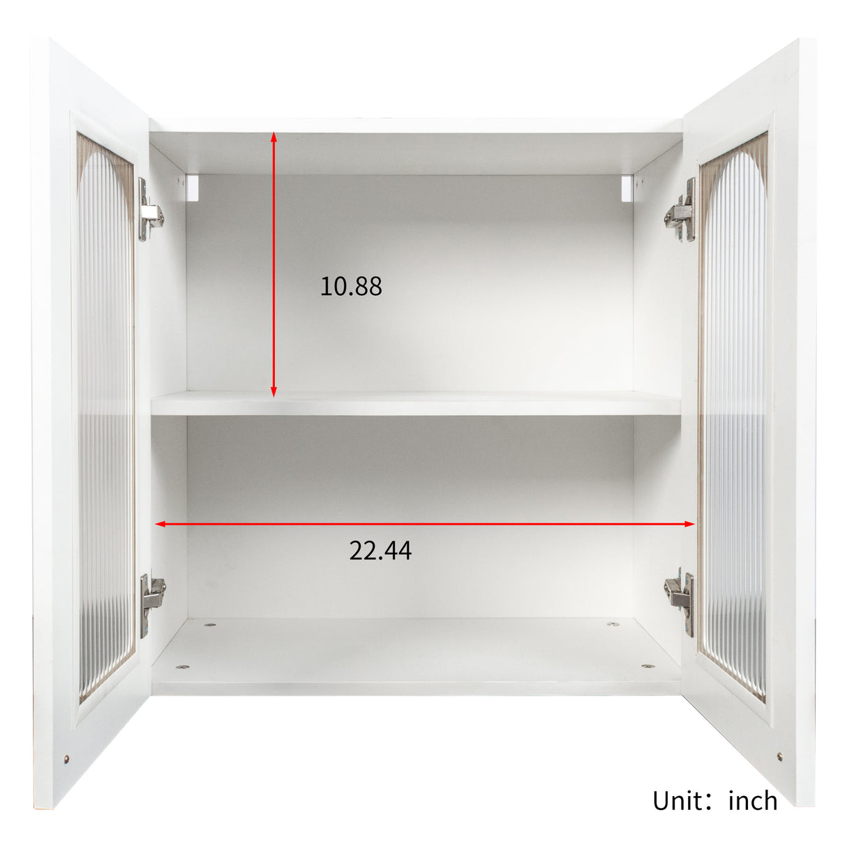 Wall Cabinet with Arched Glass Door and Adjustable Shelves