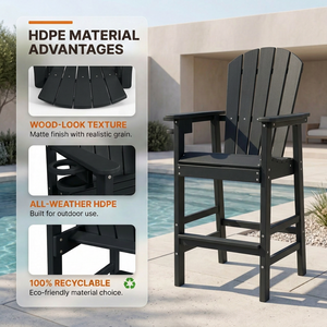 HDPE Bar Height Adirondack Chair with Cup Holder