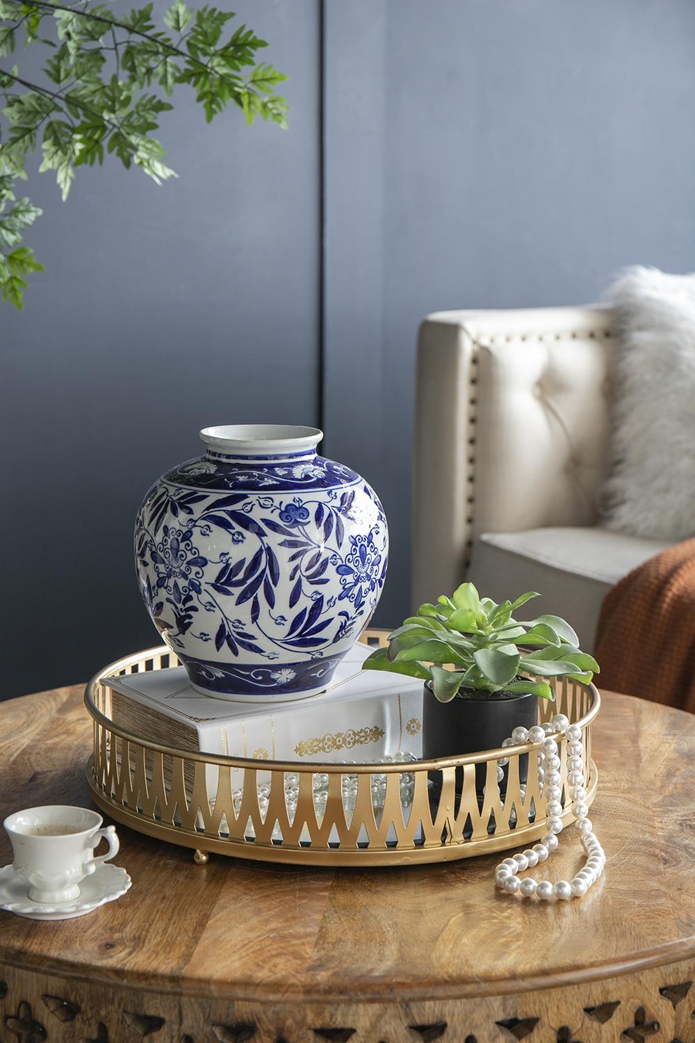 8.5x8.5x9" Porcelain Decorative Flower Vase
