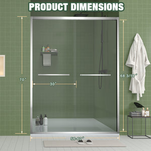 Aluminum Frame Double Sliding Shower Door (56-60"x70")