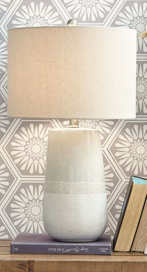 Shavon - Ceramic Table Lamp - Beige / White - Best Buy Furniture