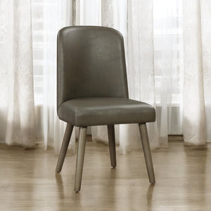 Waylon - Synthetic Leather Side Chair (Set of 2) - Gray / Oak - Best Buy Furniture
