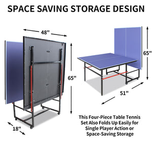 8ft Mid-Size Table Tennis Table Set