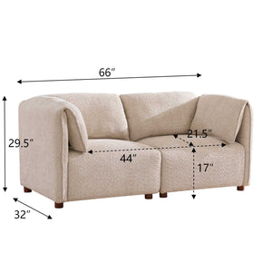 Aura 66 in. 2-Seats Boucle Modular Sectional Sofa