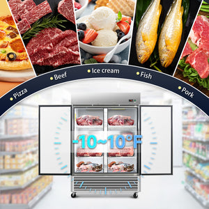 54" Commercial Freezer with 2 Solid Doors