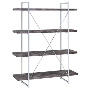 Herringbone - Bookcase With Full Length Shelf - Gray